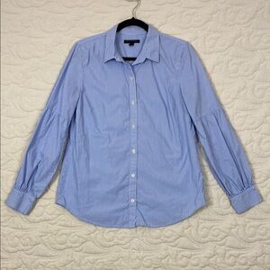 Banana Republic Button Down Shirt Seamed Sleeves Blue Stripes Size Medium